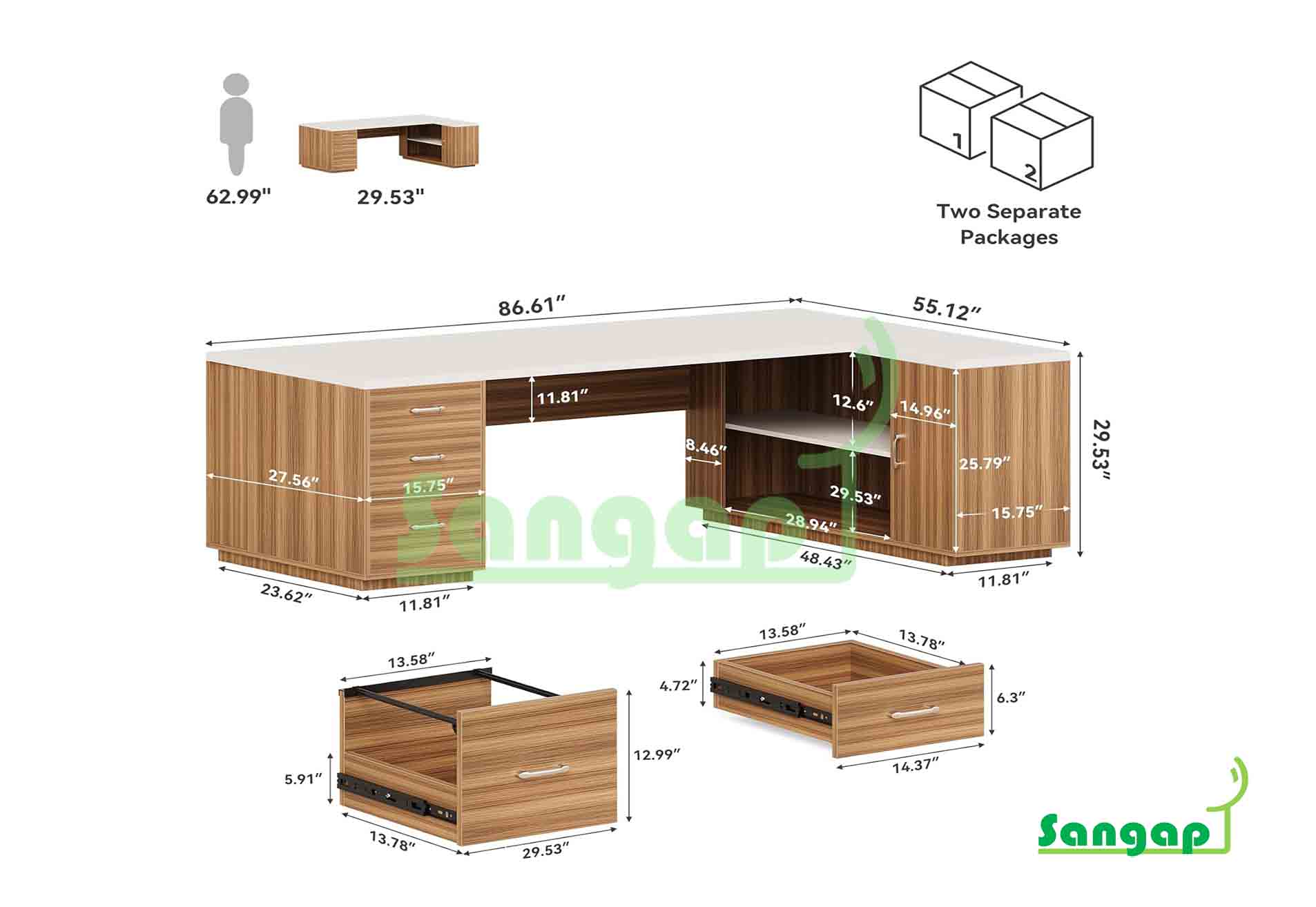 میز مدیریتی سنگپ مدل 206 - Image 4