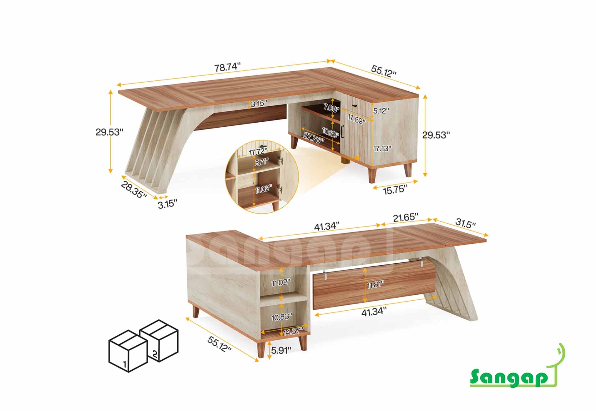 میز مدیریتی سنگپ مدل 212 - Image 4